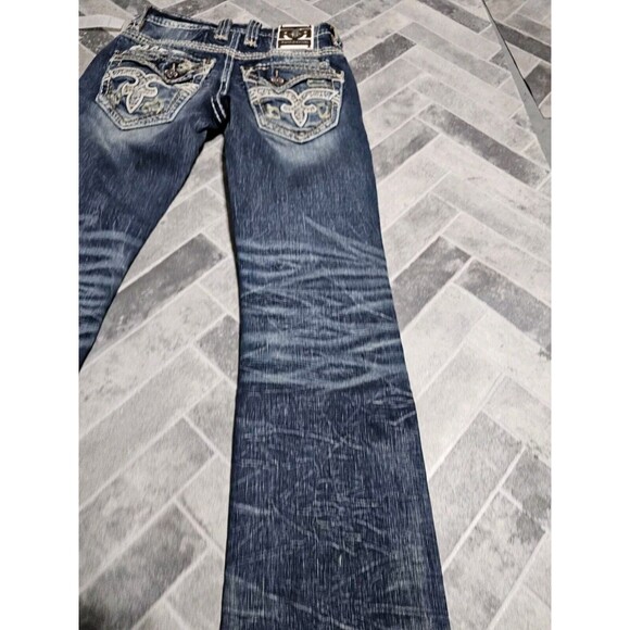 New Rock Revival Sami Slim Boot Stretch Blue Denim Jeans Men’s 27x31 Pocket Logo - Picture 10 of 16